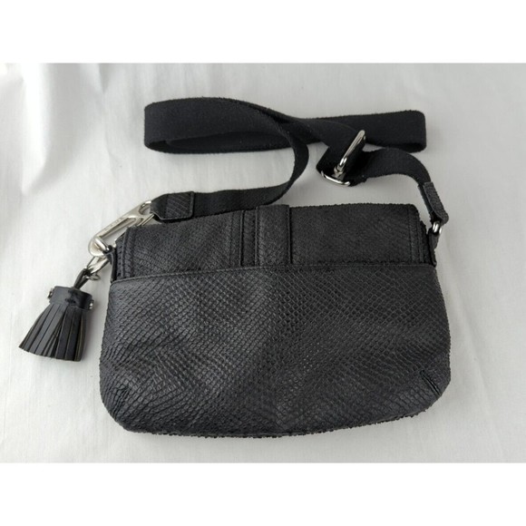 L.A.M.B By Gwen Stefani Black Leather Snake Print Crossbody Bag Voodoo Sash Saks - Picture 8 of 13